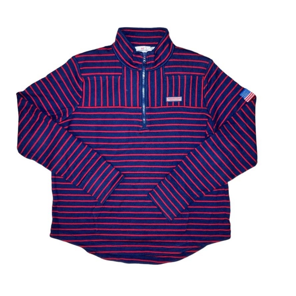 Vineyard Vines striped red blue pullover medium